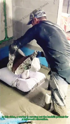 Bathroom Renovation: Backfill Process by Worker