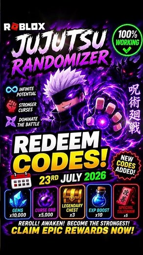Jujutsu Randomizer Codes 2026 | Jujutsu Randomizer Redeem Codes