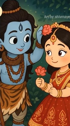 Cute Shiva & Parvati 🕉️ | Divine Love in Cartoon Form 💖