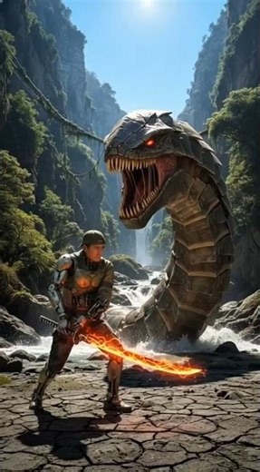 Cyborg vs Giant Serpent! Epic Showdown