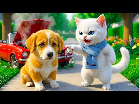 Mama Cat and Kitten Catch a Bad Dog in a Car 🚗🐶🚨 | AI Cats Story 🐱✨