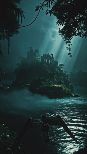 Great Eared Nightjar POV: Night Patrol Above the Mekong and Spotting a Forgotten Temple Island