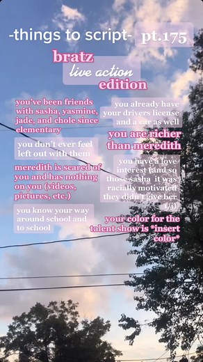 Live Action Bratz Movie: Shifting Realities Scripting Ideas