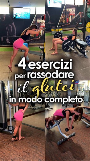 🍑 4 ESERCIZI PER GLUTEI ALTI E SODI – LA ROUTINE COMPLETA Per dare forma e tonicità ai glutei devi colpirli da più angolazioni, con i giusti esercizi. Ecco i 4 movimenti 👇🏻 1️⃣ Stacco a gambe semi-tese su rialzo – fletti il bacino indietro con la schiena dritta per allungare e attivare i glutei. 🍑 2️⃣ Hip thrust con bilanciere – spingi il bacino verso l'alto e contrai con forza nel punto più alto. 3️⃣ Slanci posteriori ai cavi – porta la gamba indietro in modo lento e controllato, isolando i
