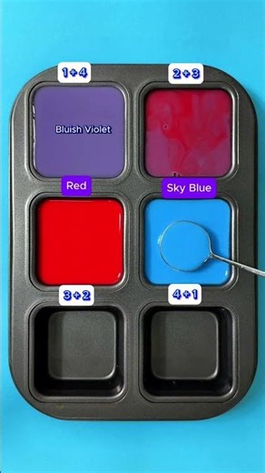 Creating 4 Colors from 2 colors Red + Sky Blue #mix #acrylicpainting