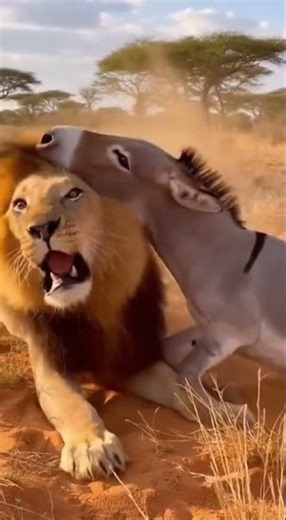 Donkey’s Unexpected Bond: Clinging to a Lion in the Wild