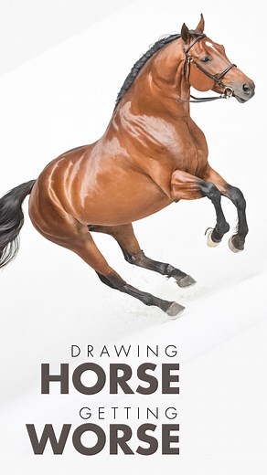 Drawing Horse, Getting Worse! EP03 - Head-On Collision 🐴💥 This time, the horse is running straight at me… and so is the disaster. Every confident line takes me closer to chaos. 🎥 Watch the full crash here 👉 [https://www.youtube.com/watch?v=LI_mGoaJ7Yg&t=60s] #art #funny #horse #drawing #tutorial | Being a Bad Artist