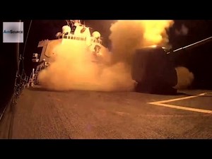 Guided Missile Destroyer Launching Tomahawk Missiles From Mk 41 Vertical Launching System