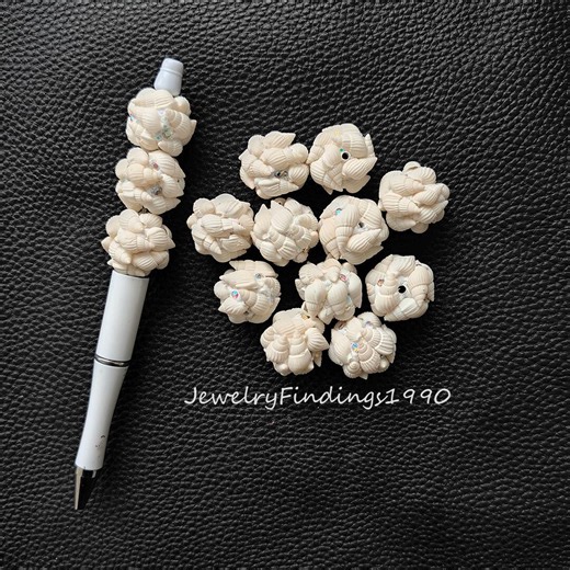 Fancy Shell Polymer Clay Beads,sparkle Rhinestone Chunky Focal Beads - Etsy