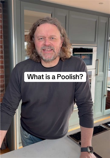 What is a Poolish? A poolish is called a preferment - it is similar to a sourdough starter, but uses commercial yeast, instead of airbourne yeasts. It also doesn’t require any feeding, unlike a sourdough starter A poolish will build flavour and create crispiness in pizza, bread & and pastries. It uses equal parts flour and water and a tiny bit of yeast. It should mature at room temp for around 18 hours. It needs to, at least, double in size. Always use a glass vessel to make your poolish - mark 