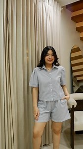 Dani Coords— set of puff sleeve button down top and shorts for only 848 pesos. Now available at lolasph.com! Sizes: S, M, L, XL, 2XL, 3XL | Lola's Boutique PH