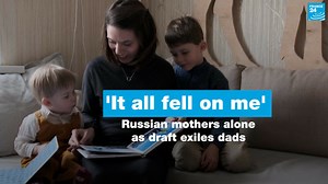 1.8K views · 73 reactions |  Yekaterina Filimonova cycles through #Moscow's snow-blanketed streets with her three sons to their nursery. Her husband used to drop them off but not anymore. He fled after President Vladimir #Putin announced in September that Russian men were being drafted en masse to fight in #Ukraine . | FRANCE 24 English | Facebook