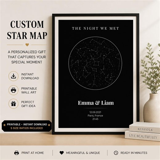 Personalized Star Map Print, Personalized Night Sky Poster (digital Download) - Etsy