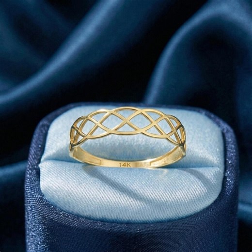 14K Solid Gold Celtic Knot Ring, Interlocking Braided Band, Openwork Infinity Weave Ring, Minimalist Everyday Jewelry Gift for Her Women - Etsy