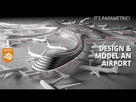 Design and model an airport concept in Blender
