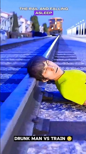 Drunk Man vs Train 😳 #Shorts #UnbelievableSurvival