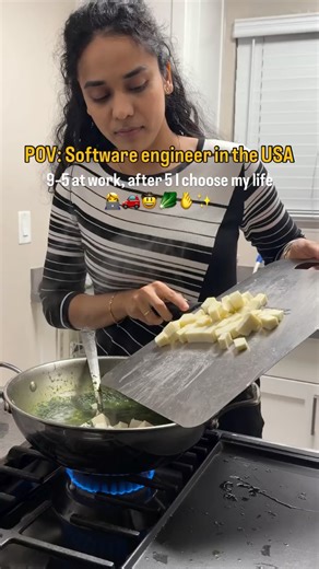 Disha🤍 on Instagram: "POV: After 9–5 you still choose your life 🥬🫶 #after9to5 #softwareengineerlife #usalife #corporategirllife #dayinthelife software engineer in usa, after 9 to 5 routine, tech girl lifestyle, swe day in my life, corporate life usa, healthy cooking after work, palak paneer dinner, indian food in usa, work life balance, tech professional routine, self care after work, women in tech, coding life, gym and food balance, desi girl in usa, real corporate life, evening routine afte