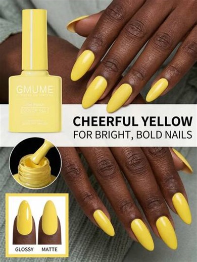 GMUME 7.5ml Golden Yellow Gel Nail Polish, Bright Marigold Tone, Soak-Off UV LED Nail Gel, Consistent Color With Bottle, Professional Salon Quality, Long-Lasting, Tropical Summer Style, DIY Home Manicure, High Pigment, Glossy Finish | SHEIN