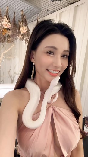 Candice💝蔡譯心 on Instagram: "被舌吻了… #candicelife #snake #whitesnake #reptiles #reptileslover #dressoftheday #funnyvideos #tonguekiss"