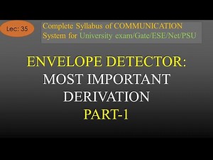 Detection of AM using Envelope Detector : Derivation Part-1 | Com Sys | R K Classes | Hindi | Lec-35