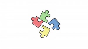 puzzle icon animation motion graphic design, 4 pieces puzzle for business