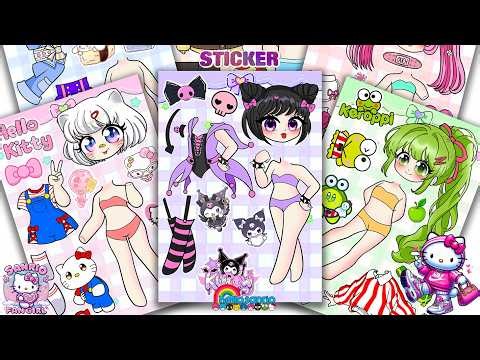 Oddly Satisfying ASMR Sticker Book Huntrix Chibi Idol Sanrio Hello Kitty, Kuromi & Keroppi! 💖 #264