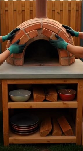 Backyard Pizza Oven Build in 15 Seconds 🍕🔥 DIY Outdoor Kitchen