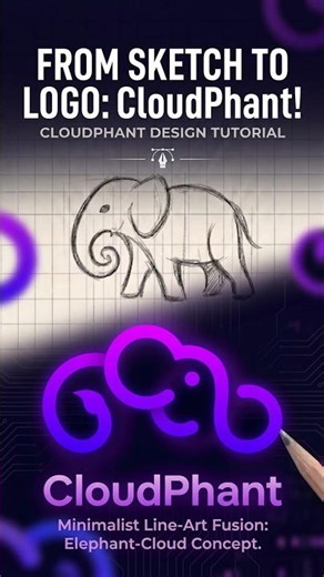 Cloud Elephant Logo Design Process - CloudPhant #logodesign #design #tutorial #shorts