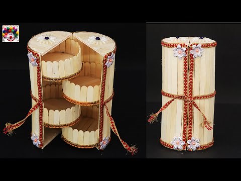 How to make ice cream stick desk organizer || ice cream stick craft || DIY organizer