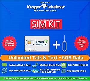 KR25T $25/Mo 1-Month Prepaid Cell Phone Plan with Unlimited Talk & Text + 6GB of 5G-4G LTE Data