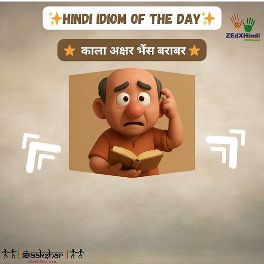 Idiom of the day :kaalaa akshar bhaiṅs baraabar - काला अक्षर भैंस बराबर #zedxhindi #edxhindi
