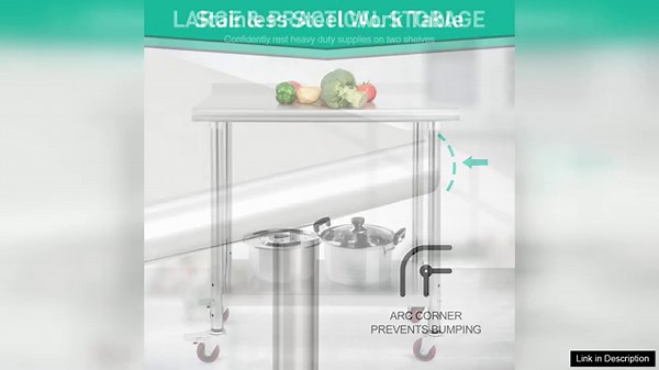 Garvee 36"L x 24"W x 35"H Stainless Steel Work Table with Caster