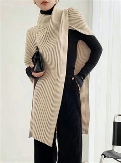 1.3K views · 12 reactions | Loose Asymmetric Solid Color Split-Joint High Neck Sweater Tops sku:187726 #uoozee #tops #sweater | Uoozee | Facebook