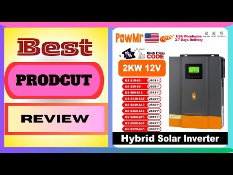 PowMr USA 2KW 12V Hybrid Solar Inverters 220V Pure Sine Wave With Charging Battery 80A