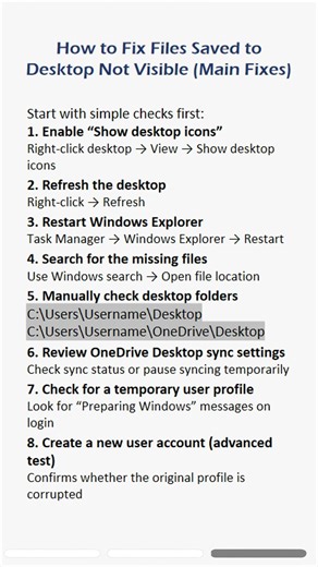 Files saved to Desktop not visible on Windows? #file #invisible