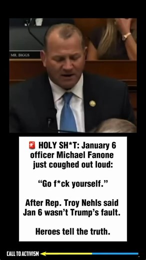 🚨HOLY SH*T: January 6 officer Michael Fanone just coughed out loud: “Go f*ck yourself.” After Rep. Troy Nehls said January 6 wasn’t Trump’s fault. Heroes tell the truth. #sharethis #lockhimup #stoptrump #politicalmemes #breakingnews | CALL TO ACTIVISM