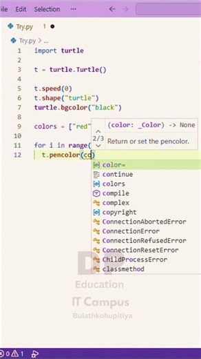 Create an Amazing Colorful Spiral Design using Python Turtle 🐢