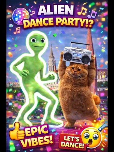 Why Is This Alien Dancing With a Cat?! 😳👽 #dametucosita #alienremix #soniccat #spacesynth