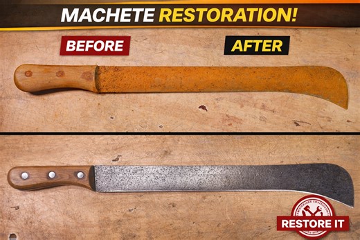 Restoring an extremely rusty bush hook machete to razor sharp