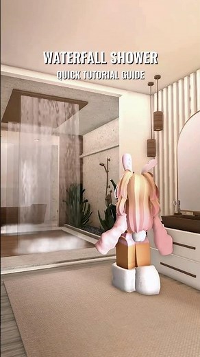 Bloxburg modern coastal bathroom waterfall shower quick tutorial guide 🤍 #bloxburg #bloxburghouse