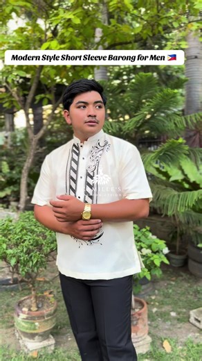 Modern Style Short Sleeve Barong Tagalog for Men