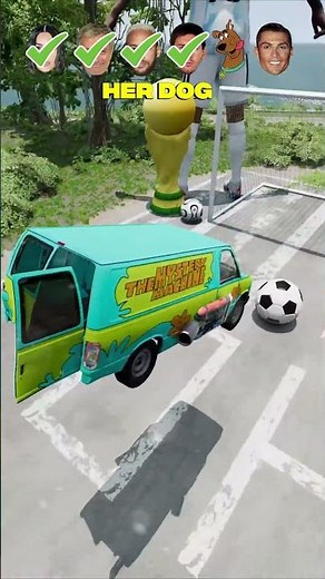 🦌 Help Ronaldo Get My Crush Attention Car Jump Challenge 🎅 🚗#beamngdrive #messi #ronaldo #cr7 #cars