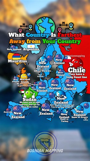 What Country Is Farthest Away from Your Country? 🌍📏 #europe #geography #mapping #countries #usa