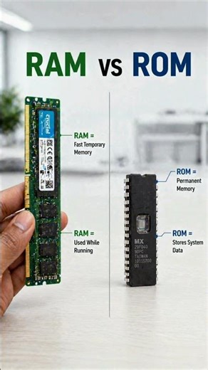 RAM vs ROM Explained in 30 Seconds ⚡ Memory Difference Made Easy #shorts