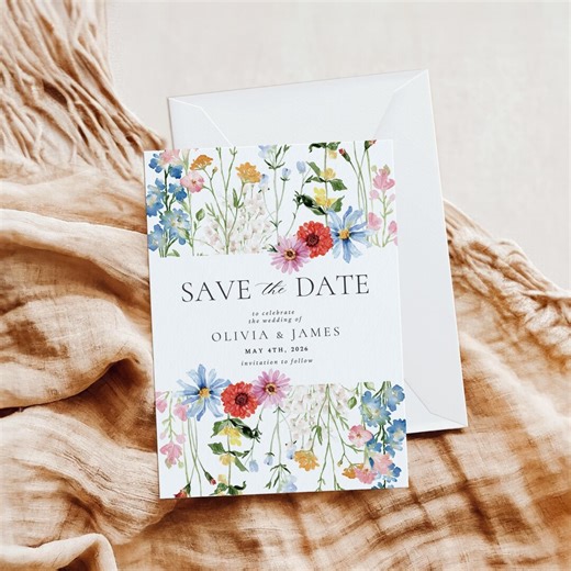Save the Date Wedding Template, Editable Save the Date Invitation, Wildflower Wedding Invitation, Printable & Digital Invite - Etsy
