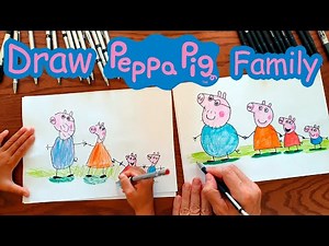 Draw a Peppa Pig FAMILY easy step by step TUTORIAL