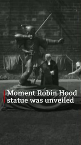 Happy 70th birthday Robin Hood! 🏹 Did you know Nottingham's statue of the famous outlaw was built to last 6,000 years? 😮 Check out this archive footage from 24 July 1952 of its unveiling. Read more here: https://bbc.in/3PxbPeJ | BBC Nottingham
