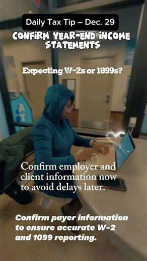 Dec. 29 #TaxTips — W-2 & 1099 Preparation. #W2s #1099 #TaxSeason #TaxForms #fyp #viral #fbreels