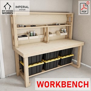 DIY Workbench Plans: Sturdy Wood Garage Table With Storage (PDF) - Etsy