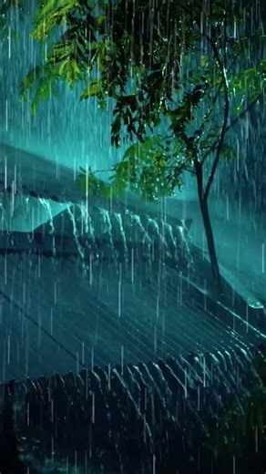 Fall Asleep FAST in 3 Minutes (NO ADS) Heavy Rain & Rolling Thunder on Tin Roof in the Night Forest